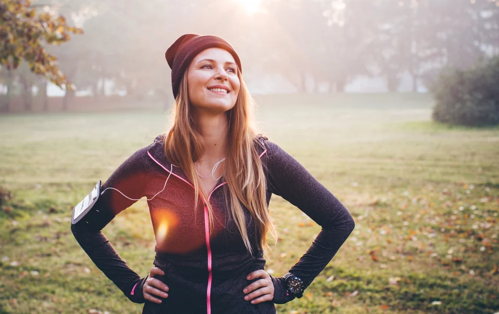 Lady jogging in park